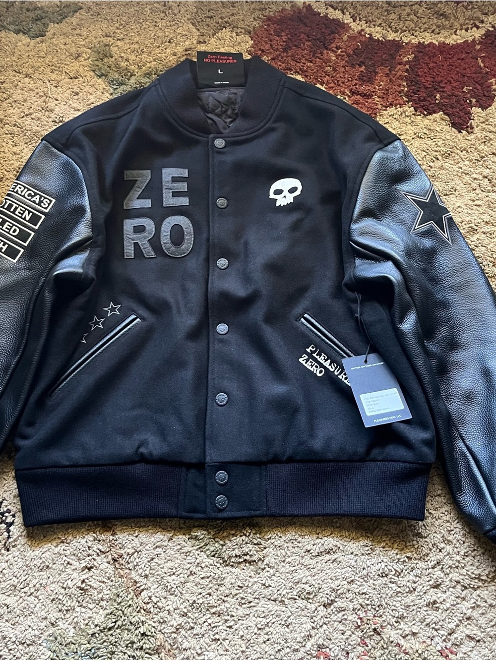 ZERO PLEASURES COLLAB VARSITY JACKET SIZE LARGE